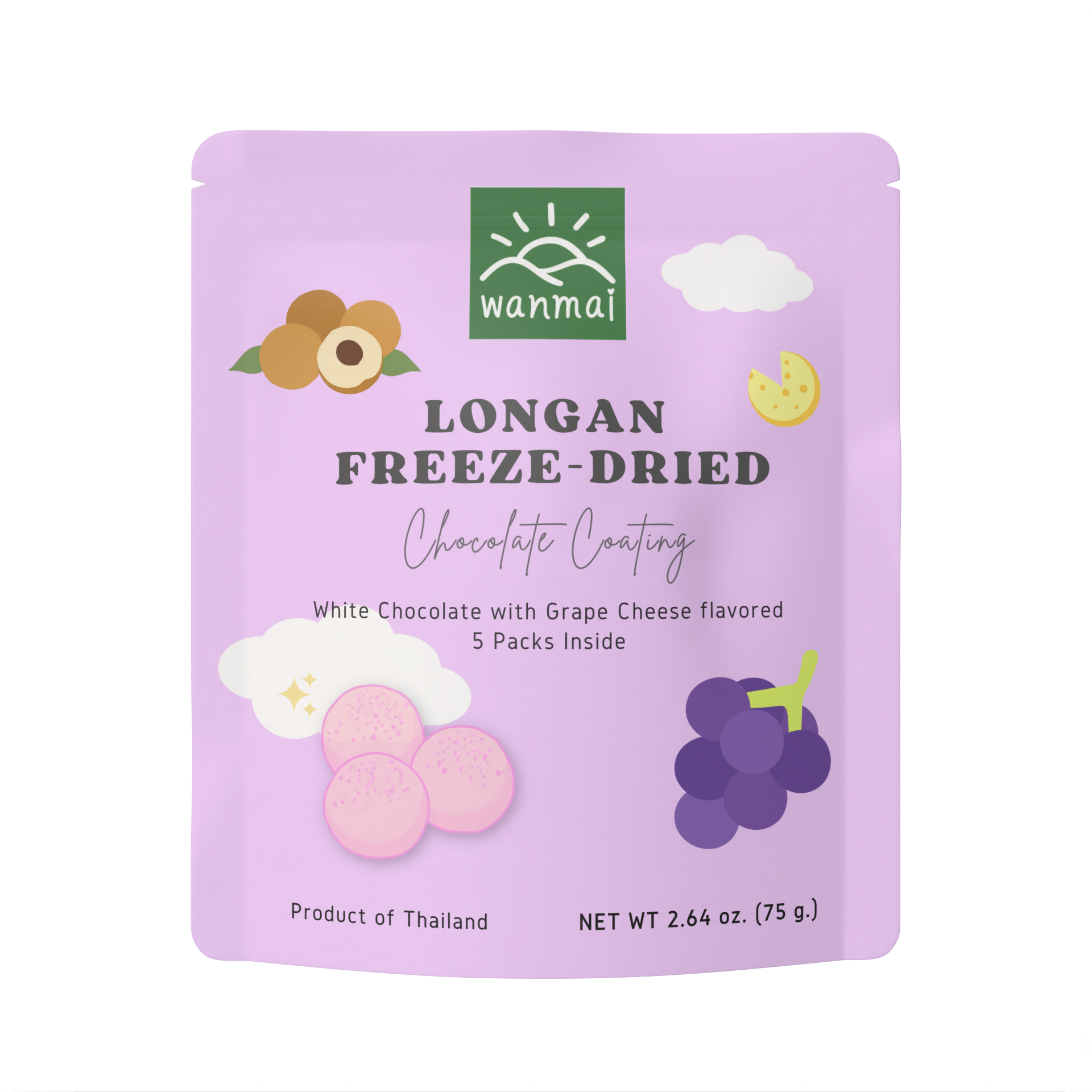 Longan Freeze-Dried with White Chocolate Coating – Grape Flavor