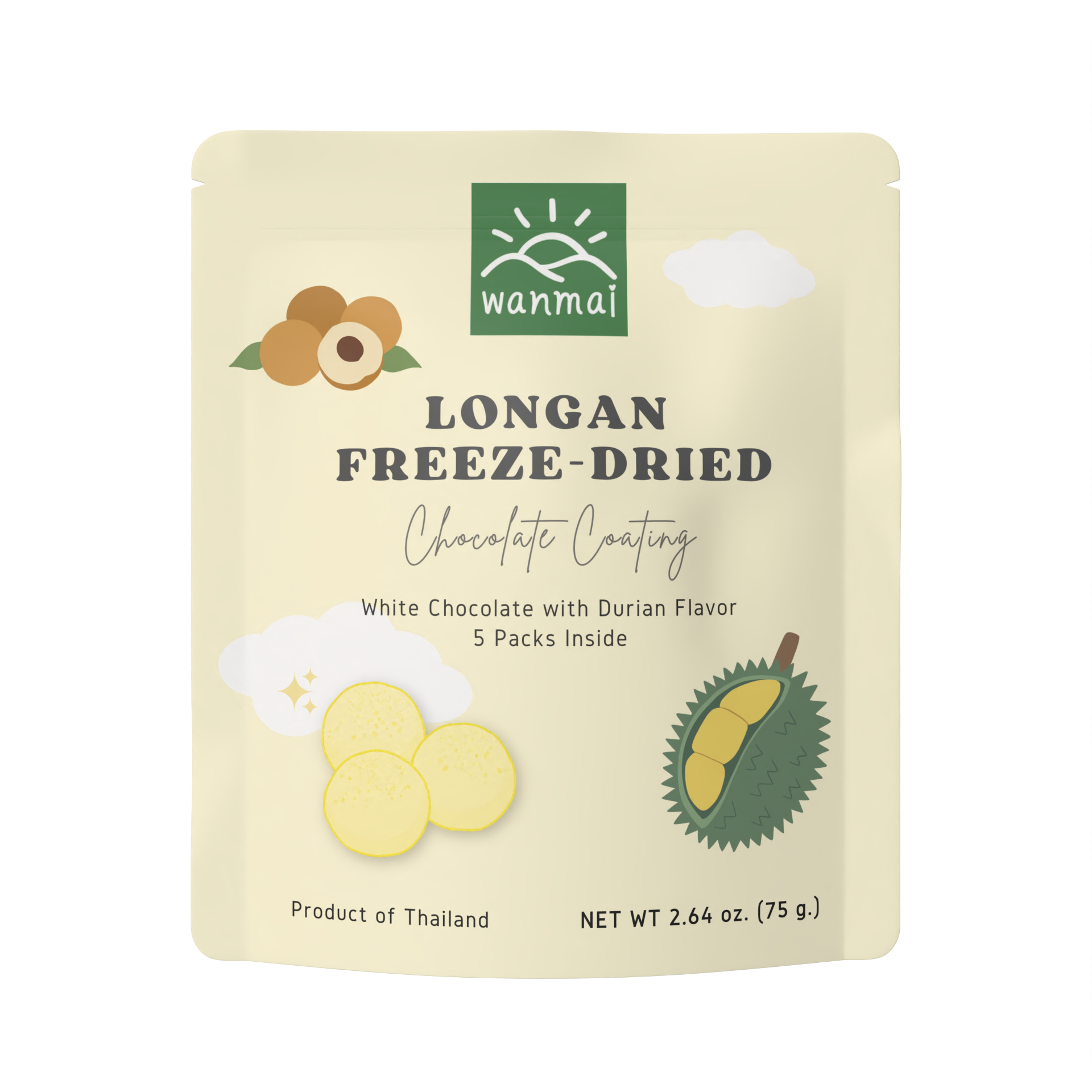 Longan Freeze-Dried with White Chocolate Coating – Durian Flavor