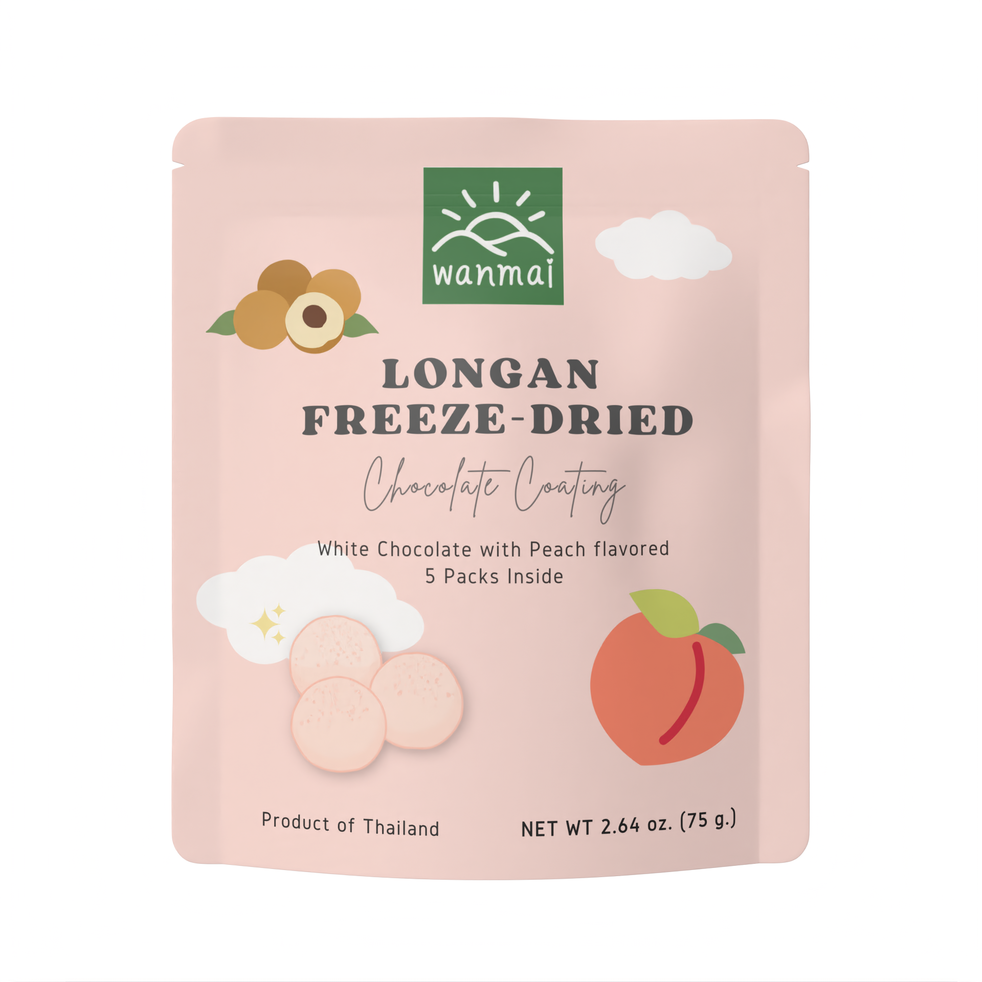 Longan Freeze-Dried with White Chocolate Coating – Peach Flavor